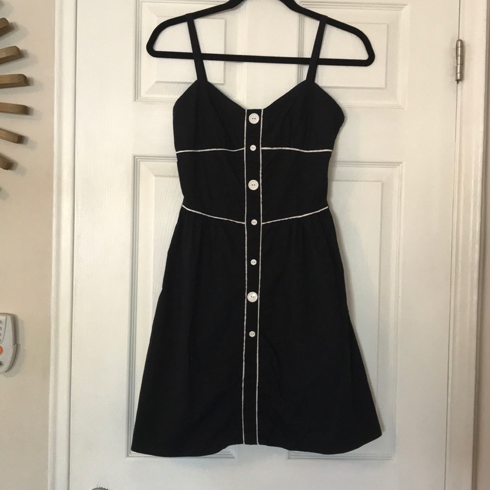 Black Dress with White Button Detail